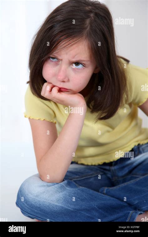 Portrait Of Grouchy Little Girl Stock Photo Alamy
