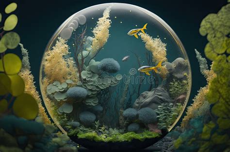 Abstract Biosphere In A Bubble Ecosystem In A Fish Bowl Environmental