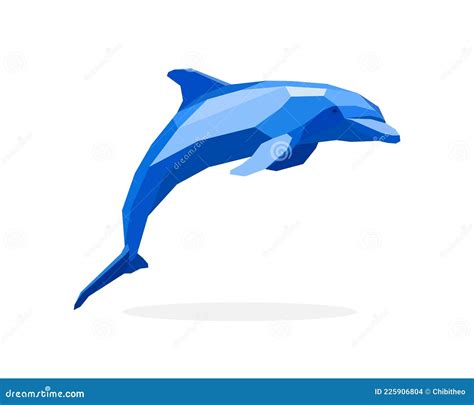 海豚的多边形图像 徽标矢量图插图 向量例证 插画 包括有 少许 颜色 模式 图标 徽标 纸张 225906804
