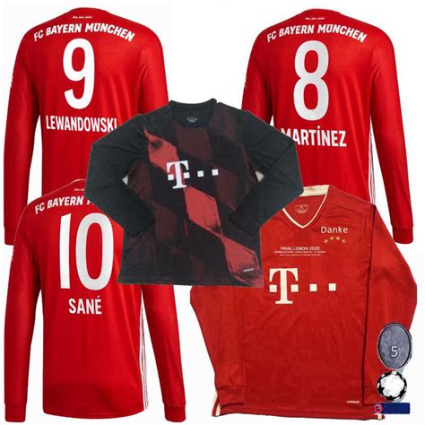 Camiseta psg con el nombre de mbappé. 2020 Long Sleeve Bayern Munich SANE MULLER LEWANDOWSKI ...