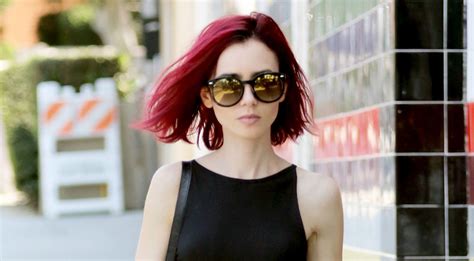 Lily Collins Goes Red See Her New Hair Color Lily