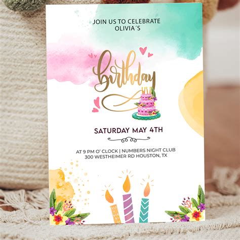 Colorful Birthday Invitation Card Effdi