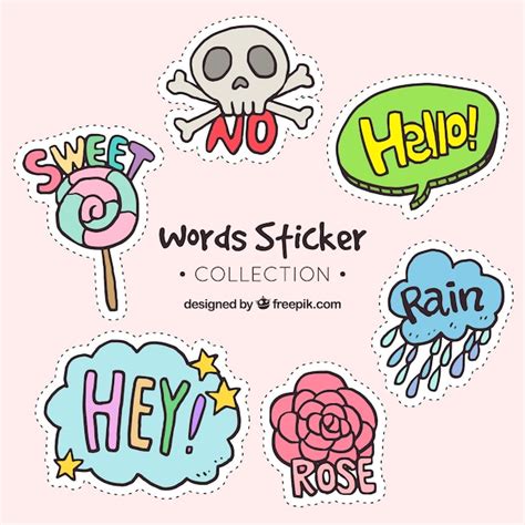 Creative Word Sticker Collection Vector Free Download