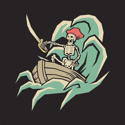 premium vector retro illustration of pirate skeleton