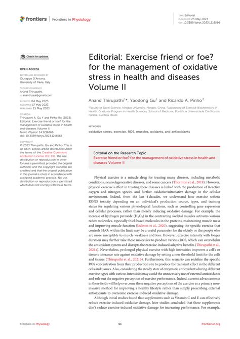 Pdf Editorial Exercise Friend Or Foe For The Management Of