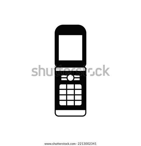 Flip Mobile Phone Icon Black Flat เวกเตอร์สต็อก ปลอดค่าลิขสิทธิ์