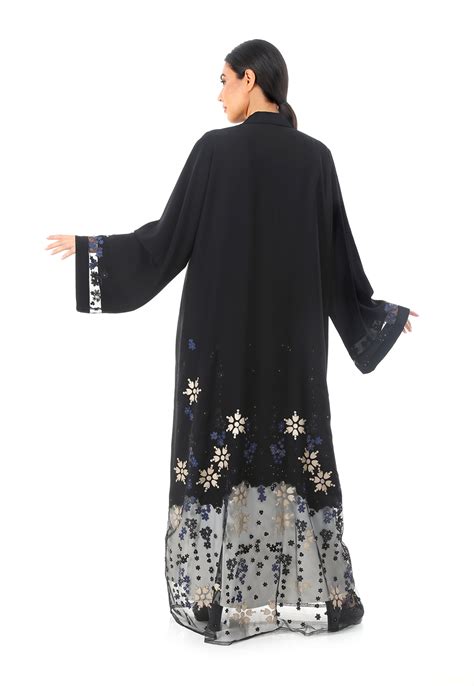 Shop Online Exquisite Laser Cut Abaya Embellished With Crystals