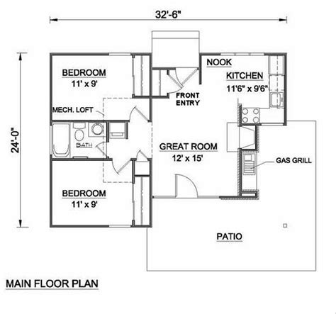 Cottage Style House Plan 2 Beds 1 Baths 700 Sqft Plan 116 115