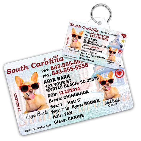 South Carolina Driver License Custom Pet Id Tag And Wallet