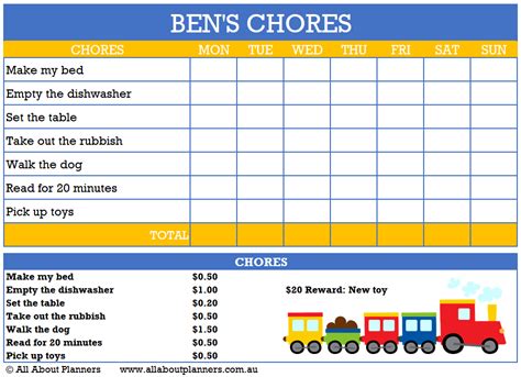 Blank Chore Chart Template In Microsoft Word Template