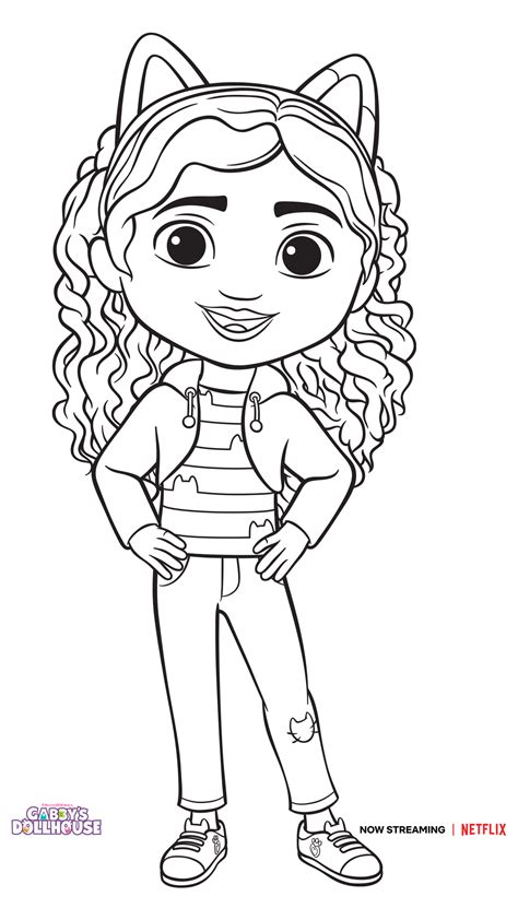 Gabby Coloring Page Gabbys Dollhouse Cat Birthday Party Cat
