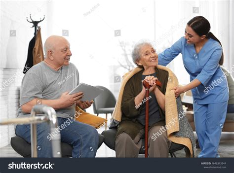 Nurse Taking Care Elderly Patients Geriatric Stock Photo 1646313544