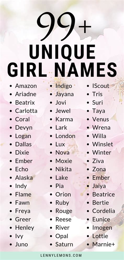 99 Unique Girl Names So Youre Getting A Bit Sick Of All The