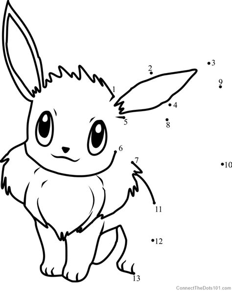 Pokemon Eevee Dot To Dot Printable Worksheet Connect The Dots