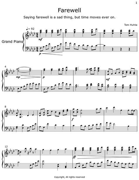 Farewell Sheet Music For Piano