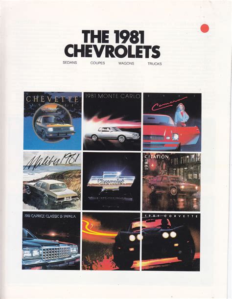 Chevrolet Program Sales Brochure 1981 Usa With Covers Of The 1981