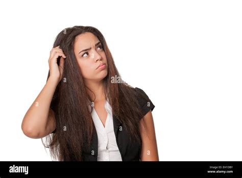 Portrait Of Puzzled Young Woman Isolated On White Stock Photo Alamy