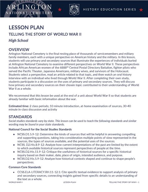Lesson Plan Telling The Story Of World War Ii