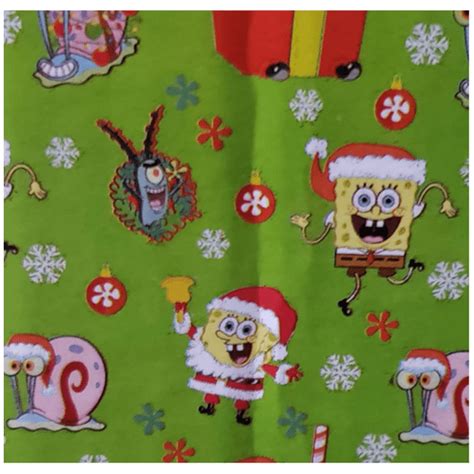 2 Rolls Spongebob Christmas Wrapping Paper 40 Sq Ft Total Holiday