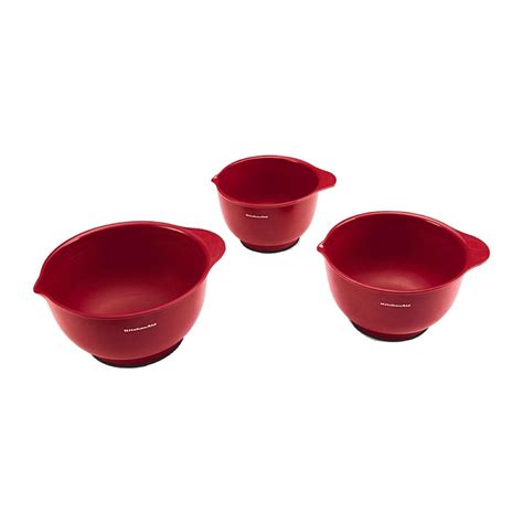 Kitchenaid Classic Set Of 3 Mixing Bowls Red 9755100 Hsn