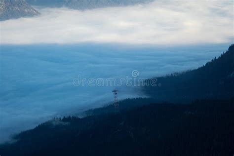 Beautiful Chilly Morning Landscape Climbing Zugspitze Stock Photo