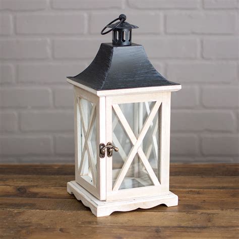 Wedding Decor Rustic Candle Lantern Wooden & Glass Shelter 14in