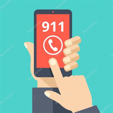 Call 911 Emergency Call Concept Hand Holding Smartphone Finger