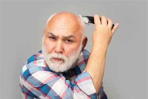 Premium Photo Gray Senior Man Hair Clippings Bald Old Man