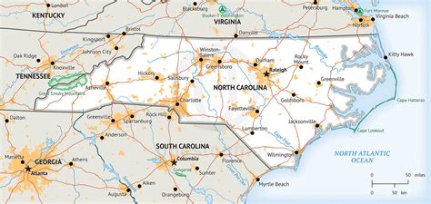 Political Map Of North Carolina Map Vectorcampus Map Images And