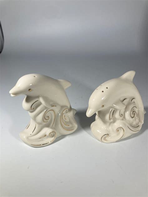 Vintage Lenox Jumping Dolphin Salt And Pepper Shakers Etsy