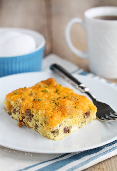 Sausage And Cheese Breakfast Casserole Love Grows Wild