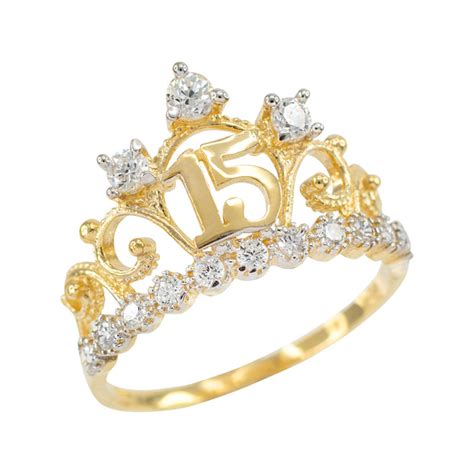 Rose Gold Crown Quinceanera 15 Anos Cz Ring