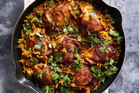 Skillet Chicken And Pearl Couscous With Moroccan Spices Recipe