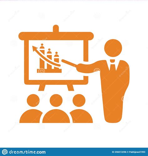 Education Presentation Training Icon Orange Vector Graphics Stock