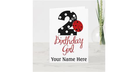 2nd Birthday Girl Ladybug 2 Lady Bug Card Zazzle