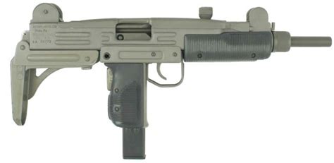 Uzi Submachine Gun With Metallic Buttstock In Folded Position