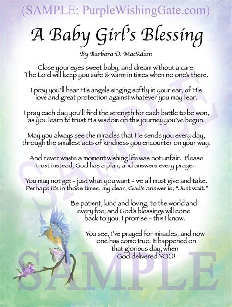 Baby Girls Blessing Framed And Personalized Ts