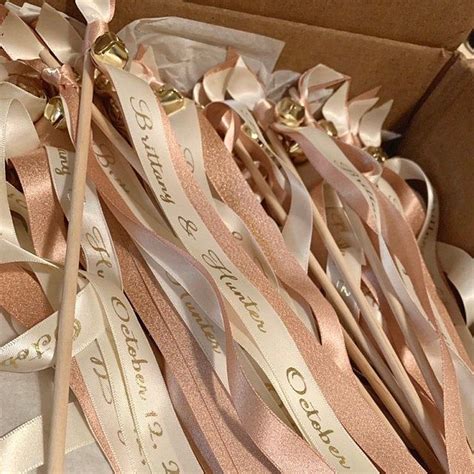 75 Wedding Ribbon Wands Ivory And Toffee With Metallic Gold Etsy