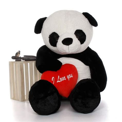 Giant Teddy 6ft Life Size Panda Bear Wred I Love You Heart Rocky Xiong
