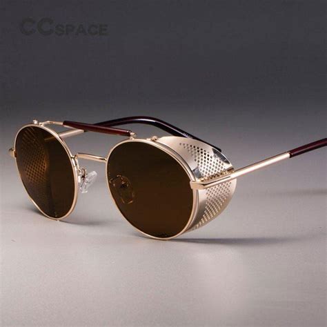 bikers retro round steampunk sunglasses w side shields photochromic and anti reflective lenses