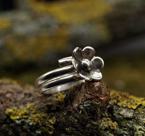Flowers Ring Adjustable Sterling Silver 925 Flowers Ring Etsy