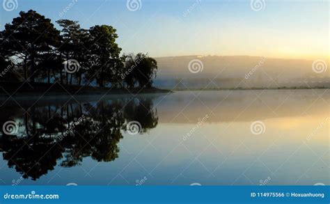 Quiet Peaceful Scenery Of Than Tho Lake Da Lat Stock Photo Image Of