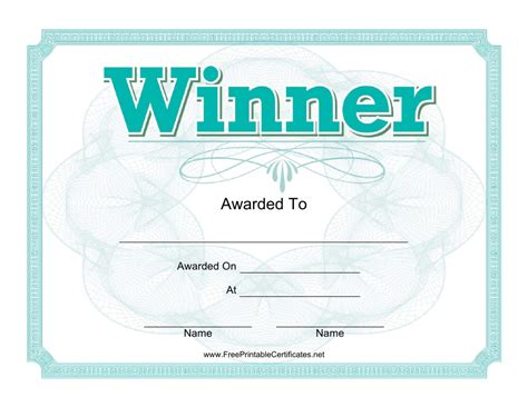 Certificate Of Winning Template