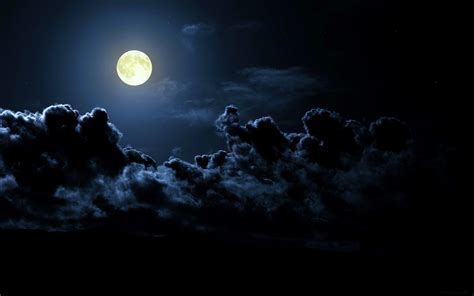 Dark 7289 Night Landscape Full Moon Night Moon Clouds
