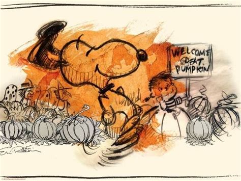 A Drawing Of A Cartoon Character With Pumpkins In The Foreground And A