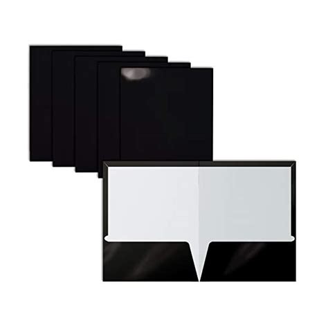 2 Pocket Glossy Laminated Black Paper Folders Letter Size Black Paper
