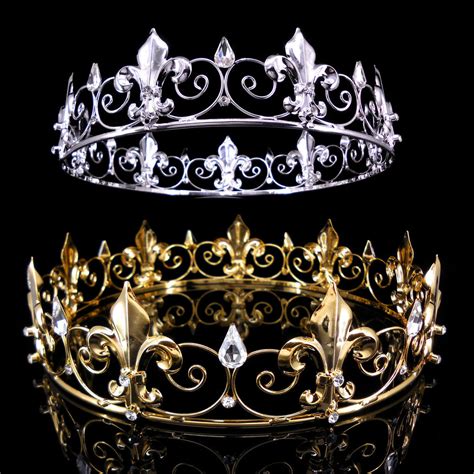 Mens Imperial Medieval Fleur De Lis King Crown 5cm High 18cm Diameter