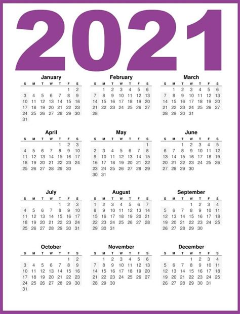 Year 12 Month Free Printable 2021 Calendar With Holidays
