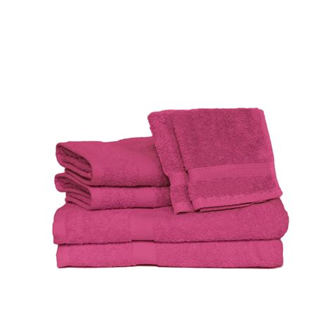 Deluxe Basics 6 Piece Solid Luxury Towel Set Fuchsia