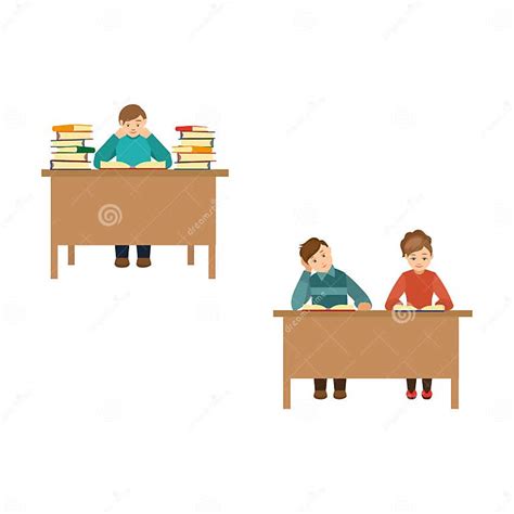 People Students Reading Books In Public Library Stock Vector